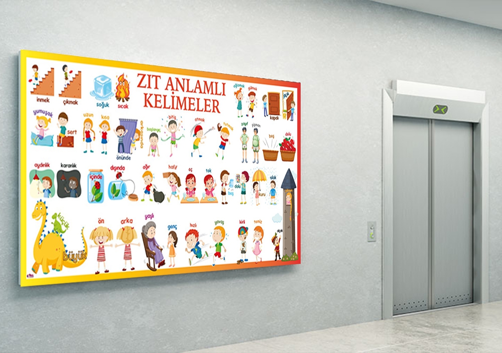 Zıt Anlamlı Kelimeler Okul Posteri