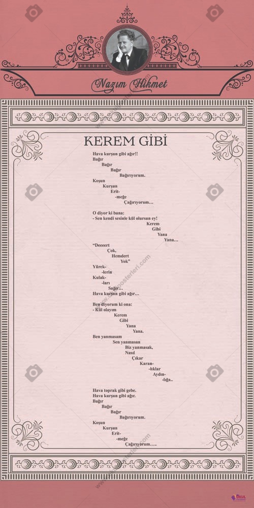 Nazım Hikmet Kerem Gibi Edebiyat Posteri