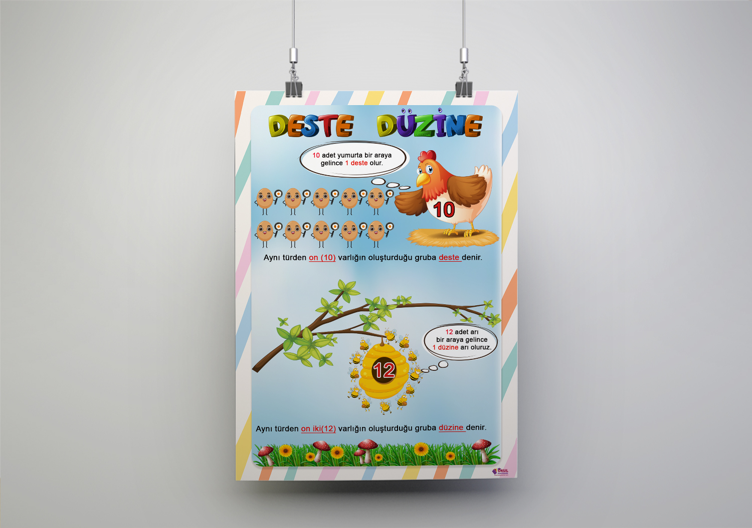 Deste Düzine İlkokul Matematik Posteri