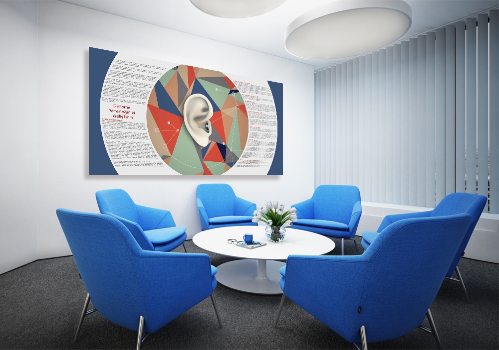 Dinleme Yeteneğinizi Geliştirin Okul Posteri
