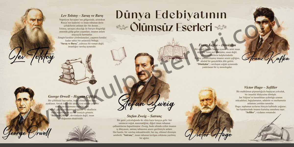 Dünya Edebiyatının Ölümsüz Eserleri Okul Posteri