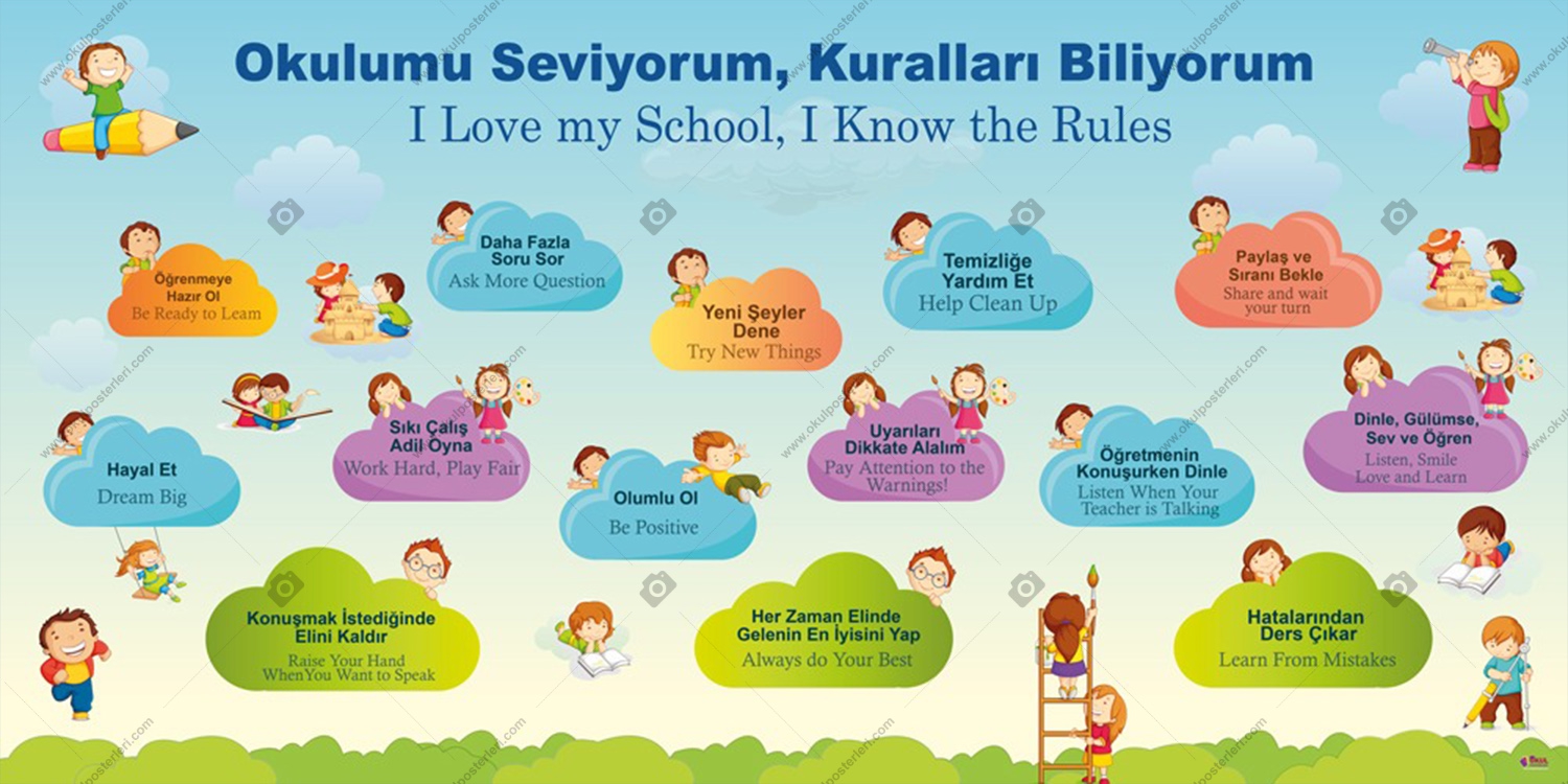I Love My School Okul Posteri