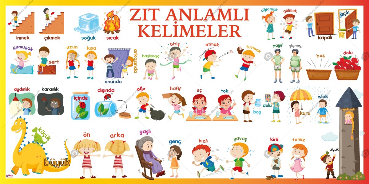 Zıt Anlamlı Kelimeler Okul Posteri