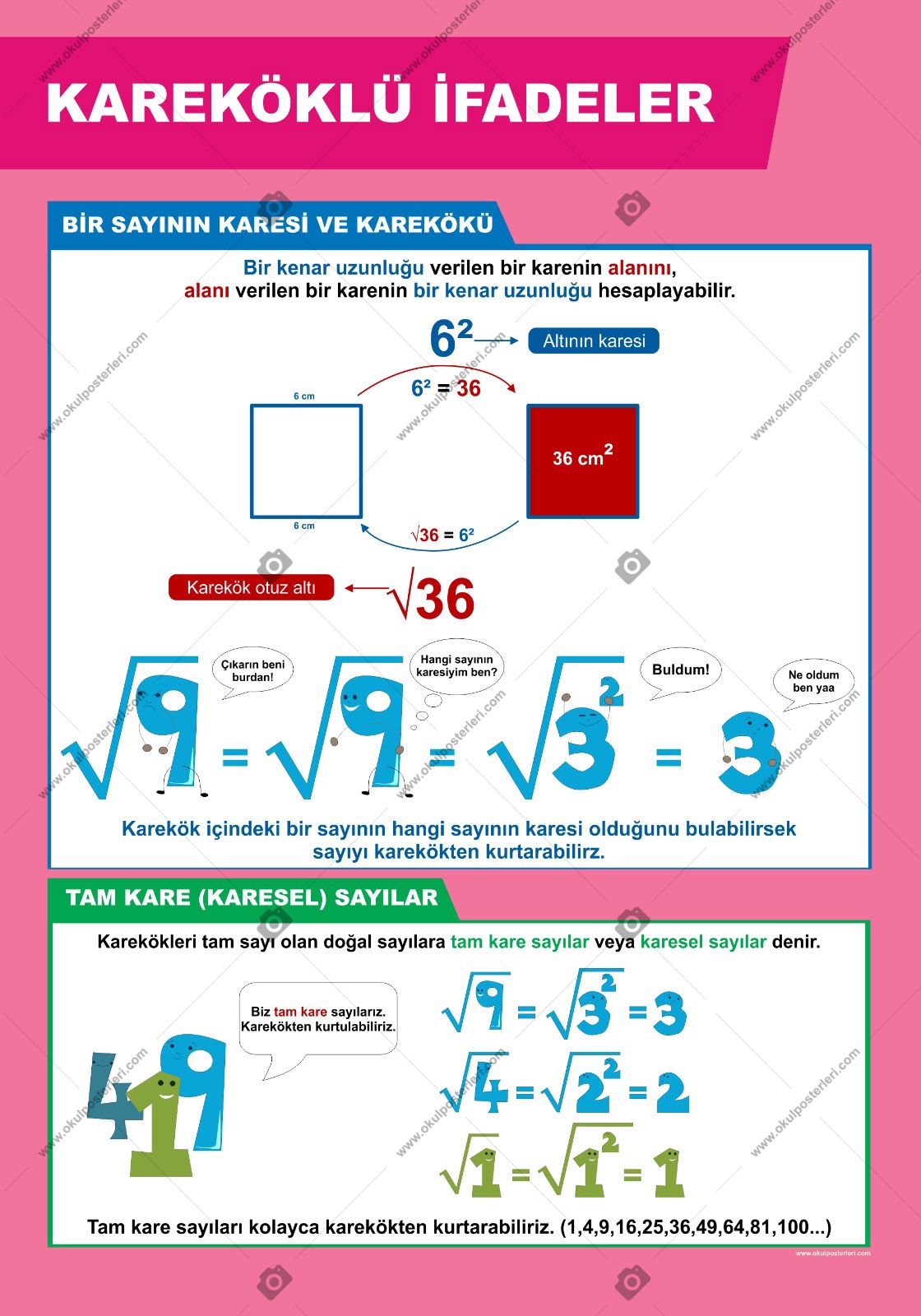 Kareköklü İfadeler Okul Afişi