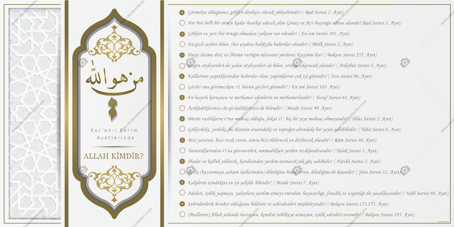 Kuran Kerim Ayetlerinde Allah Kimdir ? Okul Afişi