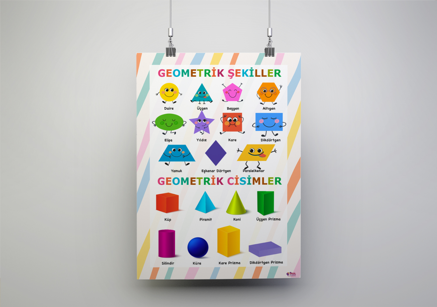 Geometrik Şekiller-Cisimler Matematik Posteri