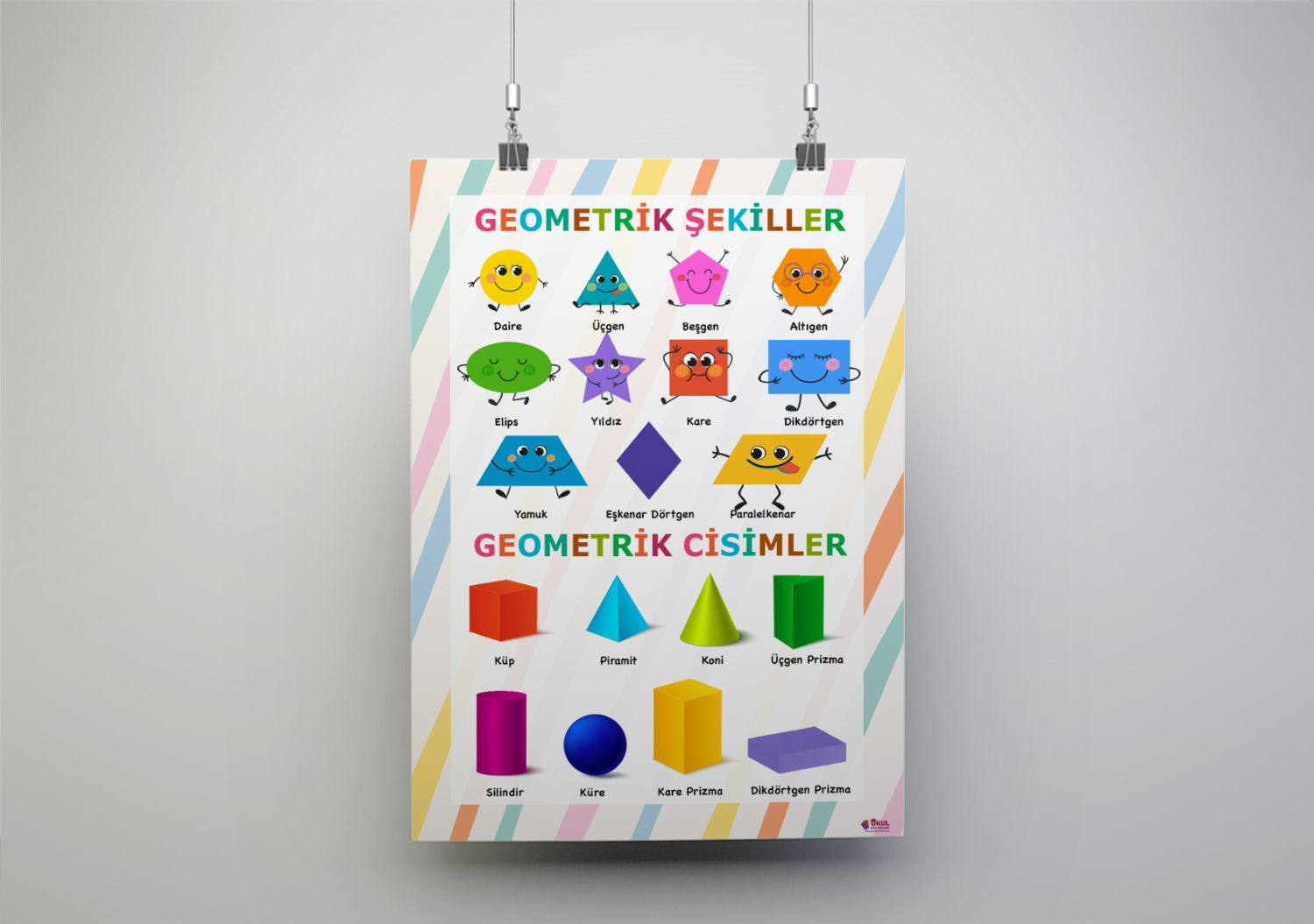 Geometrik Şekiller-Cisimler Matematik Posteri