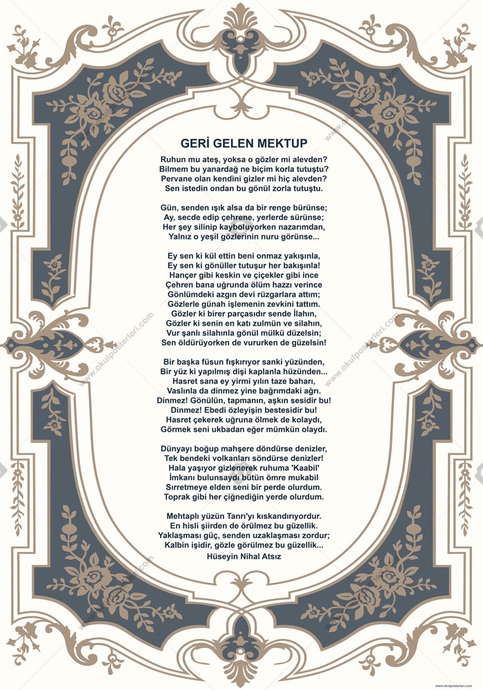 Geri Gelen Mektup Şiiri Edebiyat Posteri