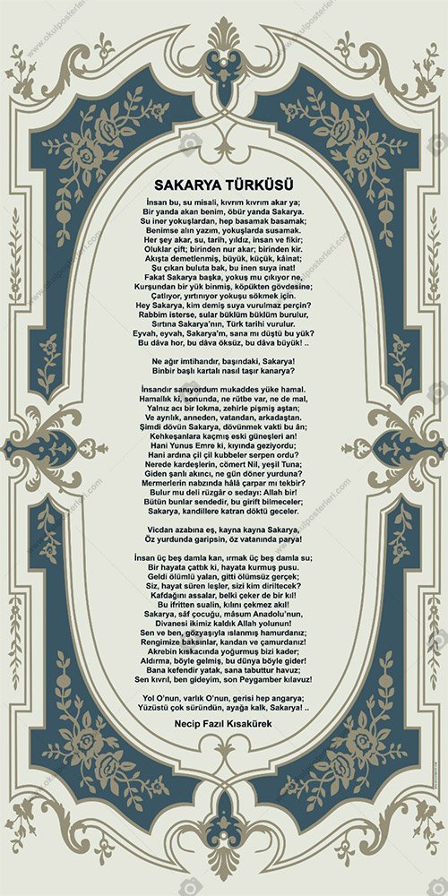 SAKARYA TÜRKÜSÜ 1 EDEBİYAT POSTERİ