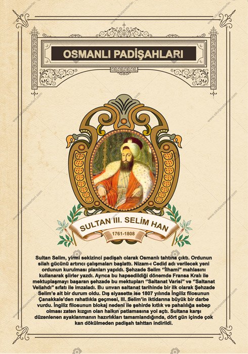 SULTAN III. SELİM HAN OKUL POSTERİ