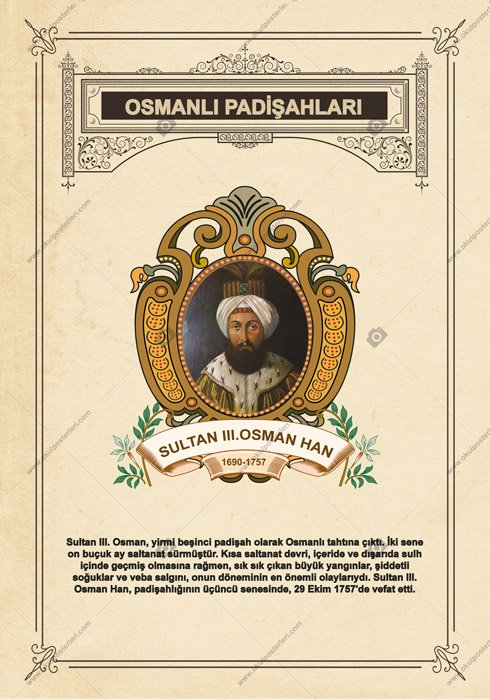 SULTAN III. OSMAN HAN OKUL POSTERİ
