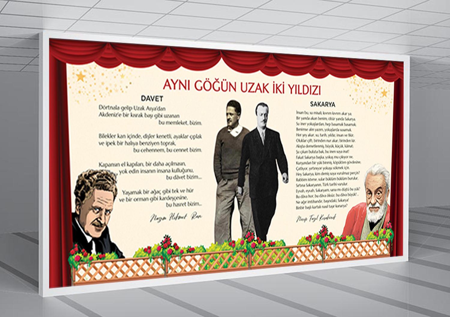 Necip Fazıl - Nazım Hikmet Edebiyat Posteri
