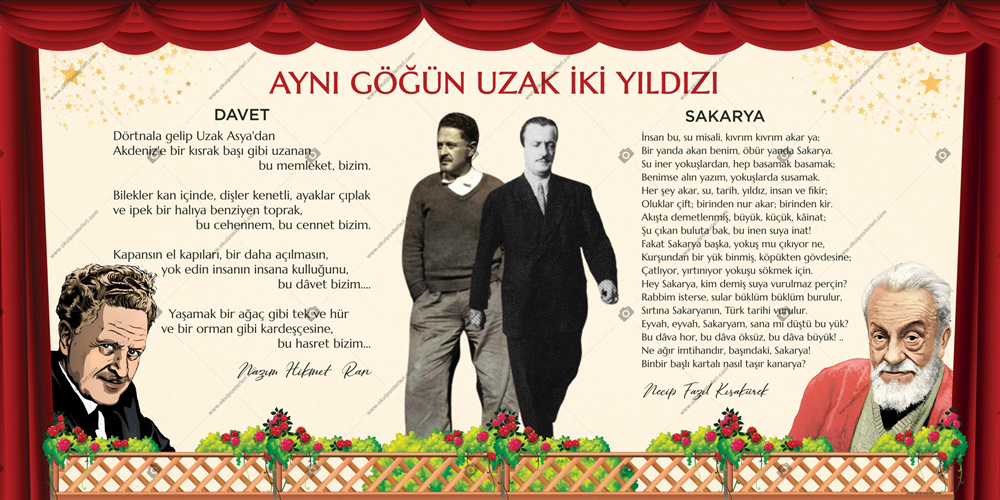 Necip Fazıl - Nazım Hikmet Edebiyat Posteri