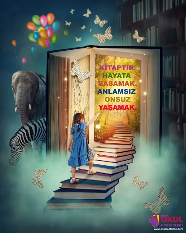 Kitap ve Çocuk Okul Posteri