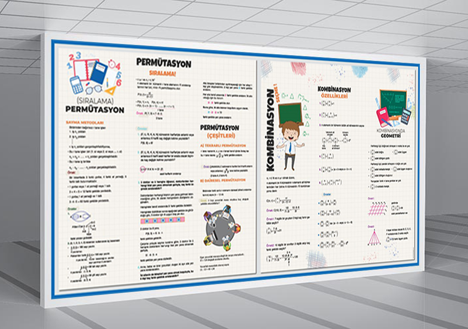 Permütasyon Kombinasyon Matematik Posteri