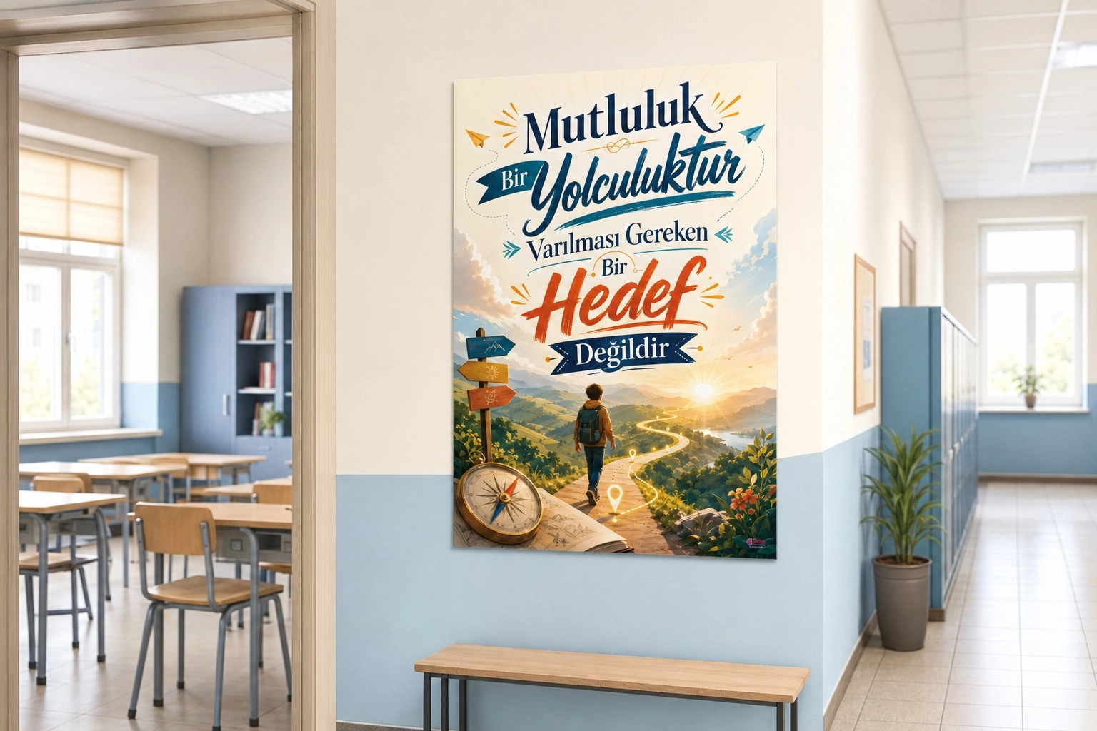 Mutluluk Yolculuktur Rehberlik Posterlik