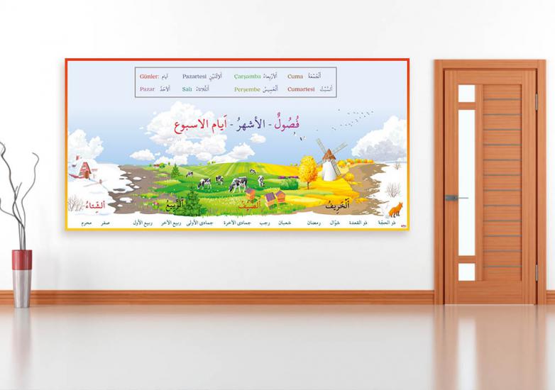 Arapça Mevsimler-Aylar-Günler Okul Posteri