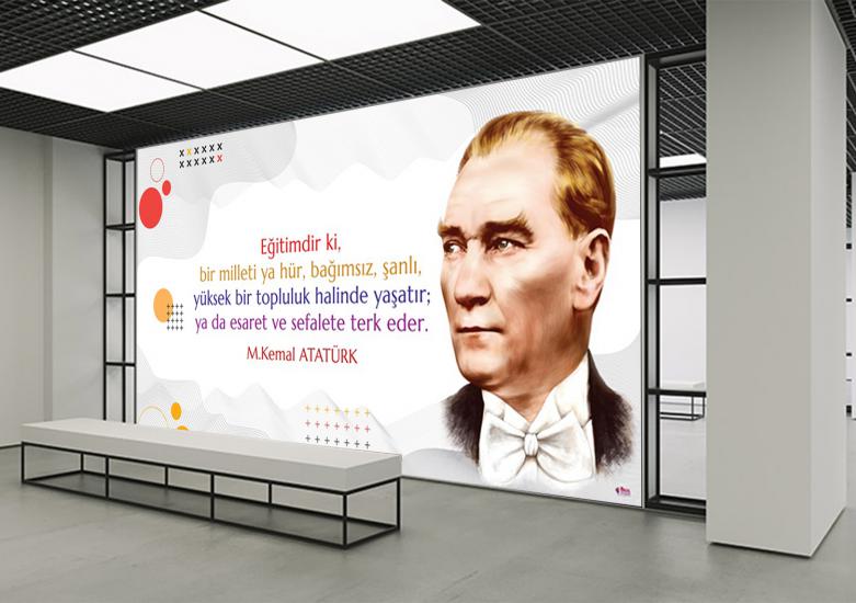 Atatürk ve Eğitim Okul Posteri