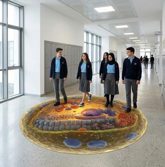 Biyoloji Hücre Modeli Eğitici Zemin Folyosu