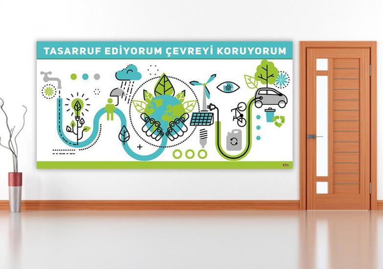 Tasarruf Ediyorum Çevreyi Koruyorum Posteri