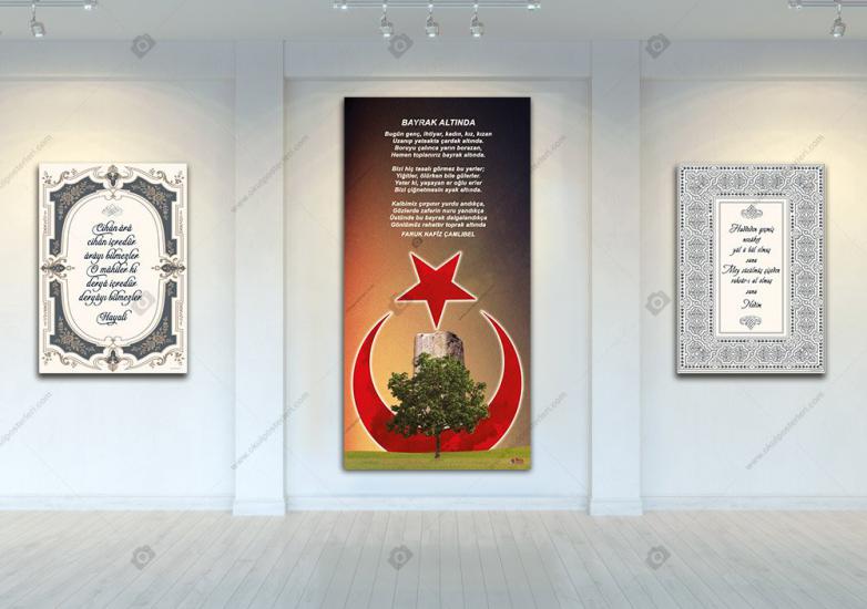 BAYRAK ALTINDA ŞİİRİ EDEBİYAT POSTERİ