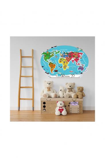 Eğitici Renkli Dünya Haritası Atlası