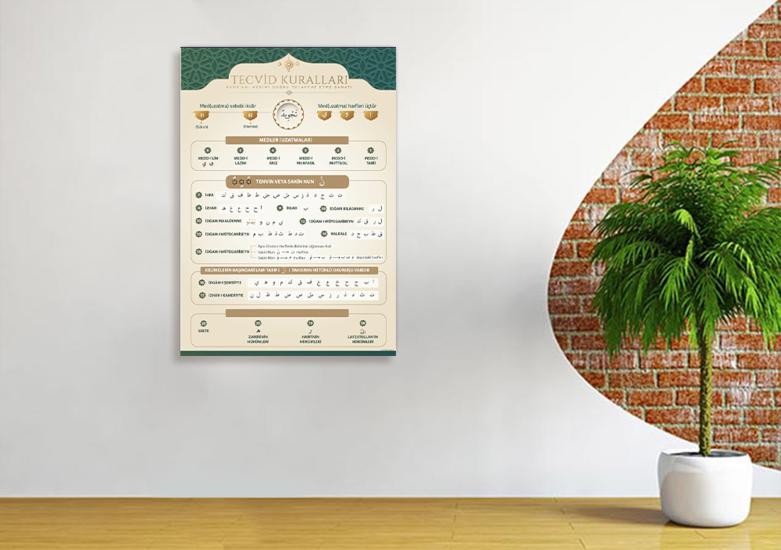 Tecvid Kuralları Arapça Okul Posteri