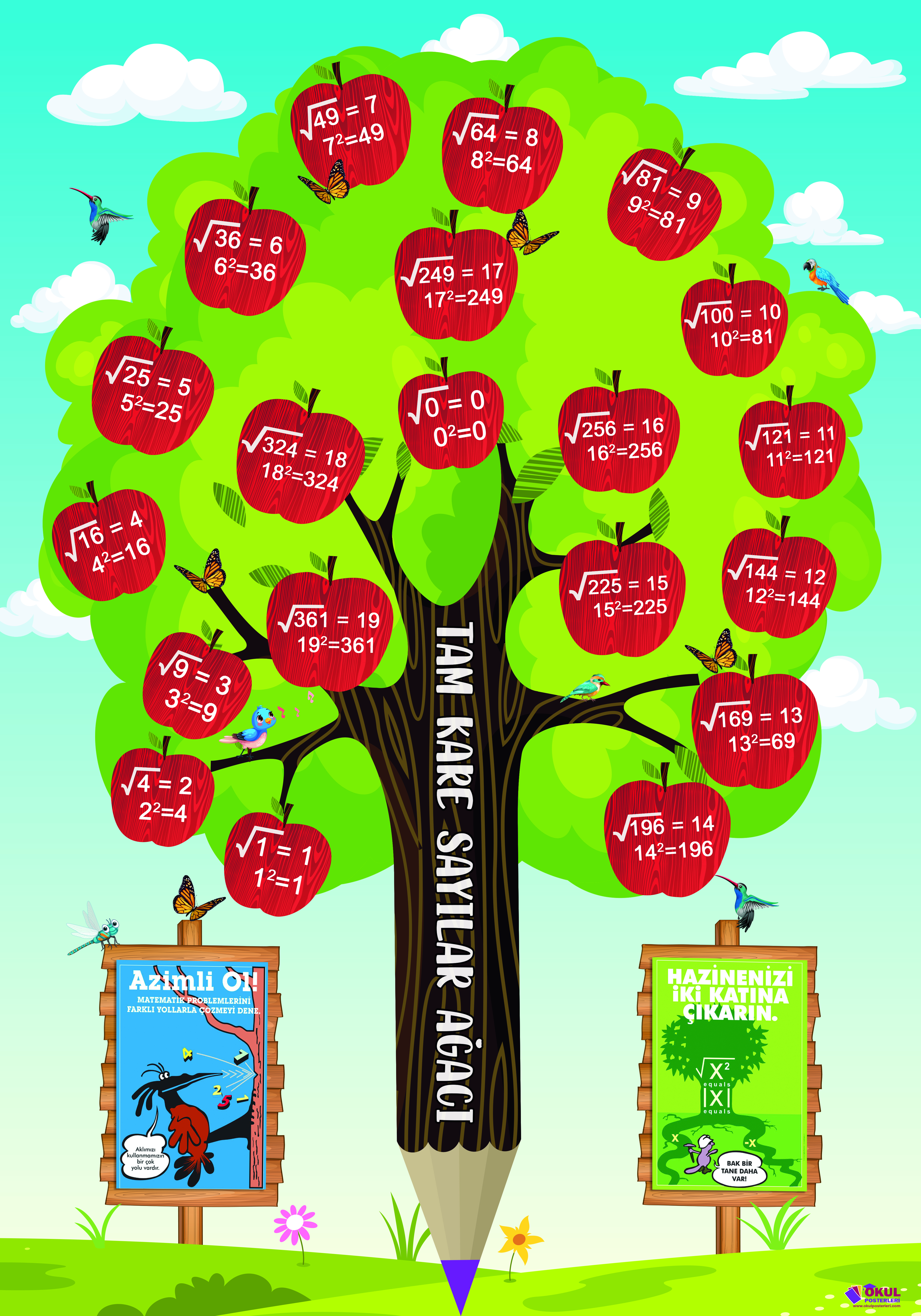 Tam Kare Sayılar Matematik Posteri