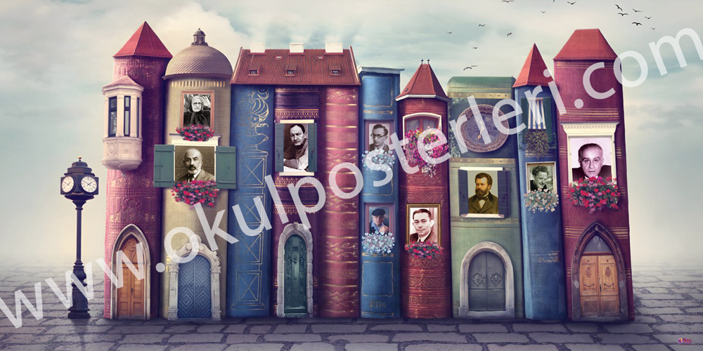 Her Kitap Bir Yuva: Edebiyatın Öncüleri Okul Posteri
